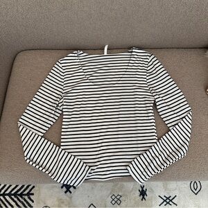 Boutique Black and White Striped Women's Top